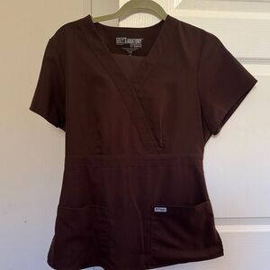 Grey's Anatomy Women's Dark Brown Short Sleeve Top